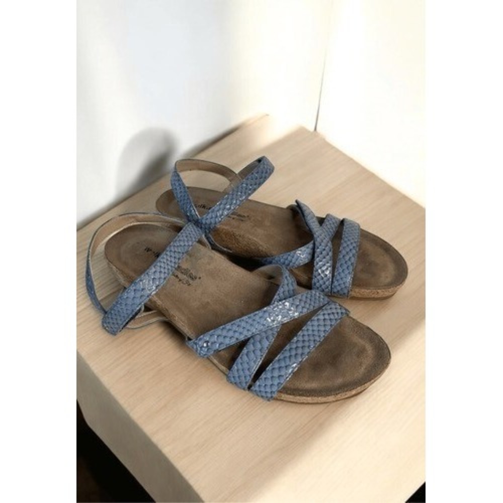 Walking Cradles 71423 Snake Leather Strappy Low Wedge Sandals Women 10M Brazill